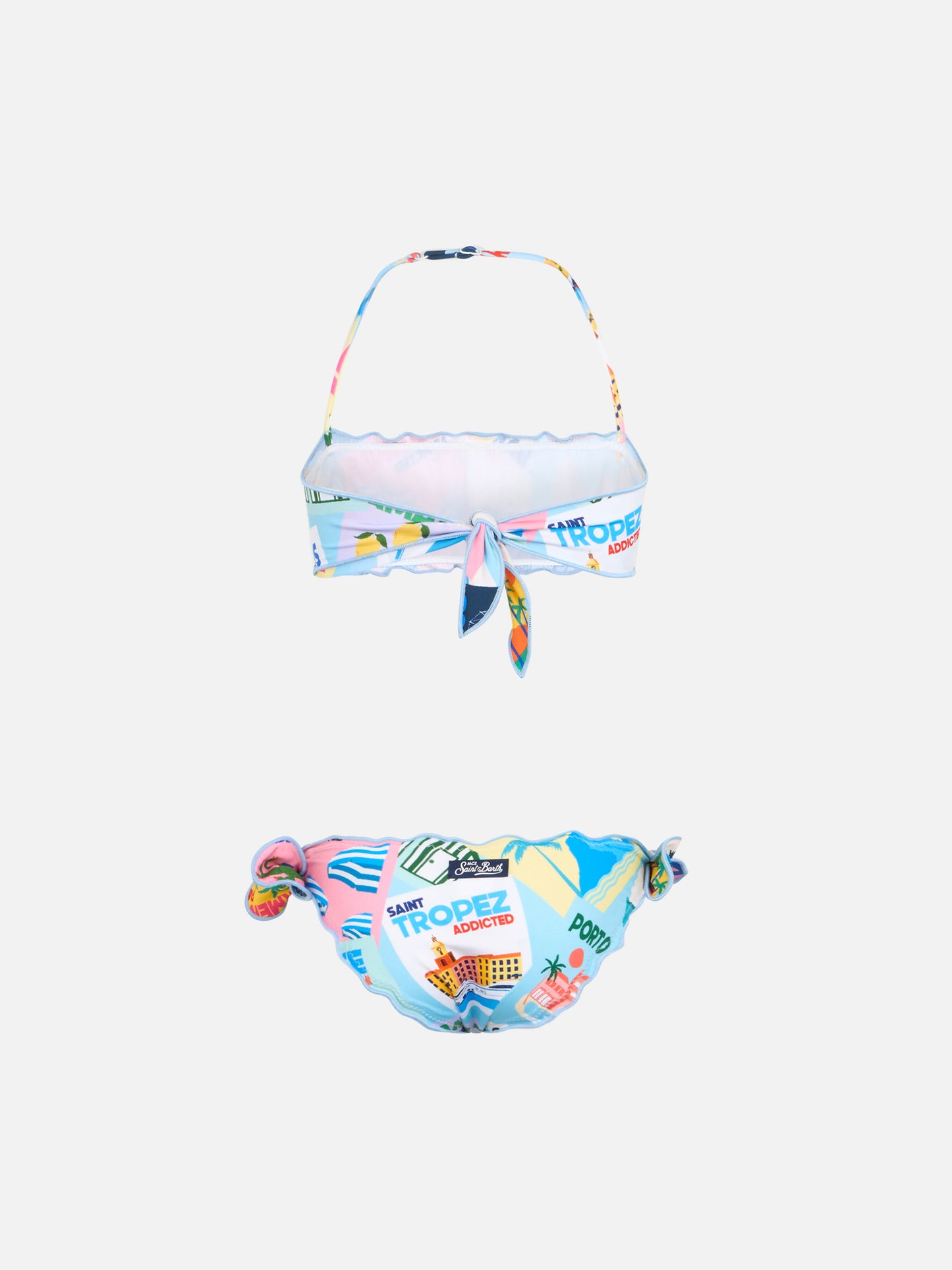 Girl postcard print bandeau classic bikini Emy - MC2 Saint Barth