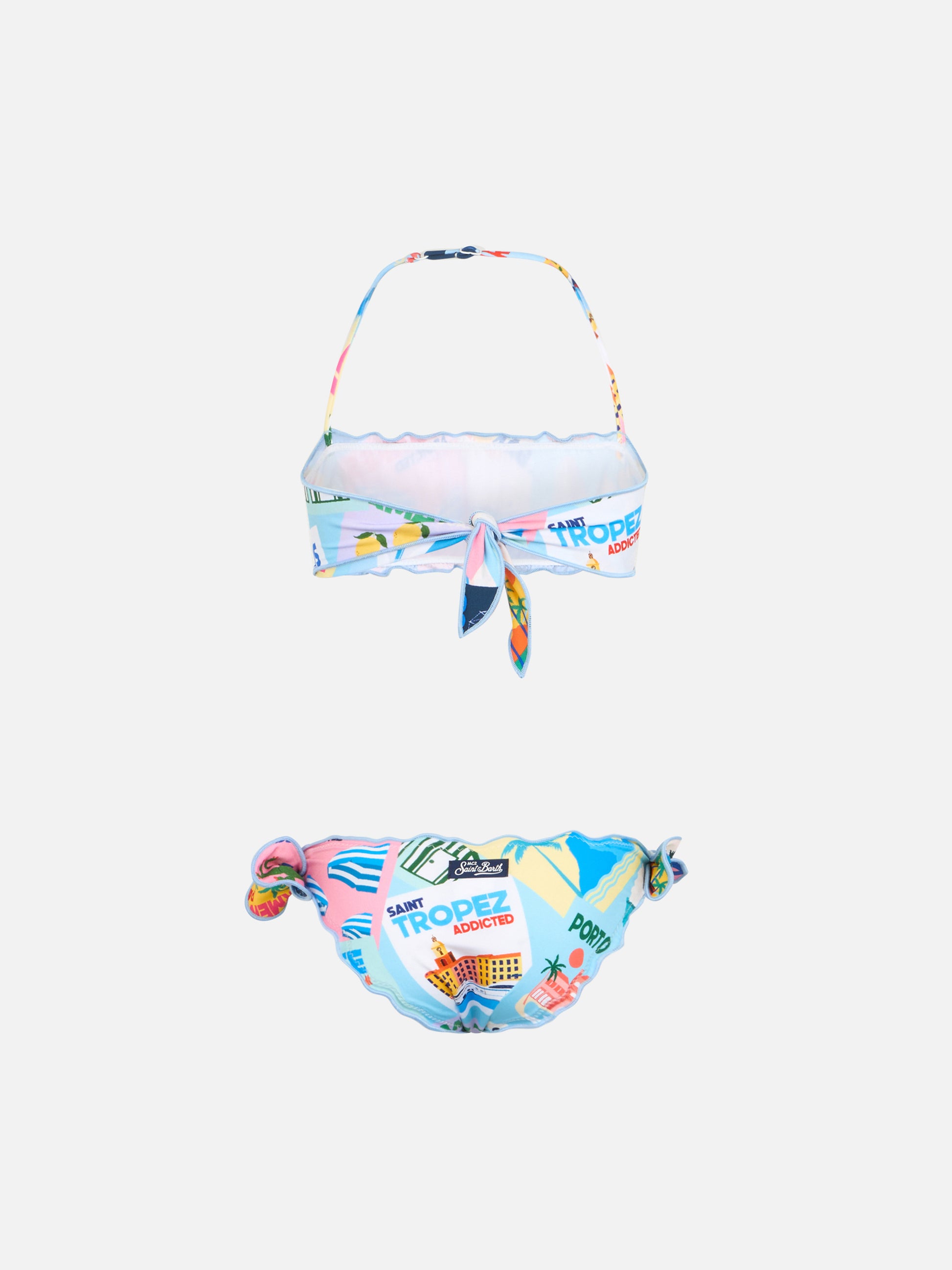 Girl postcard print bandeau classic bikini Emy - MC2 Saint Barth