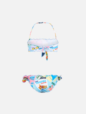 Girl postcard print bandeau classic bikini Emy - MC2 Saint Barth