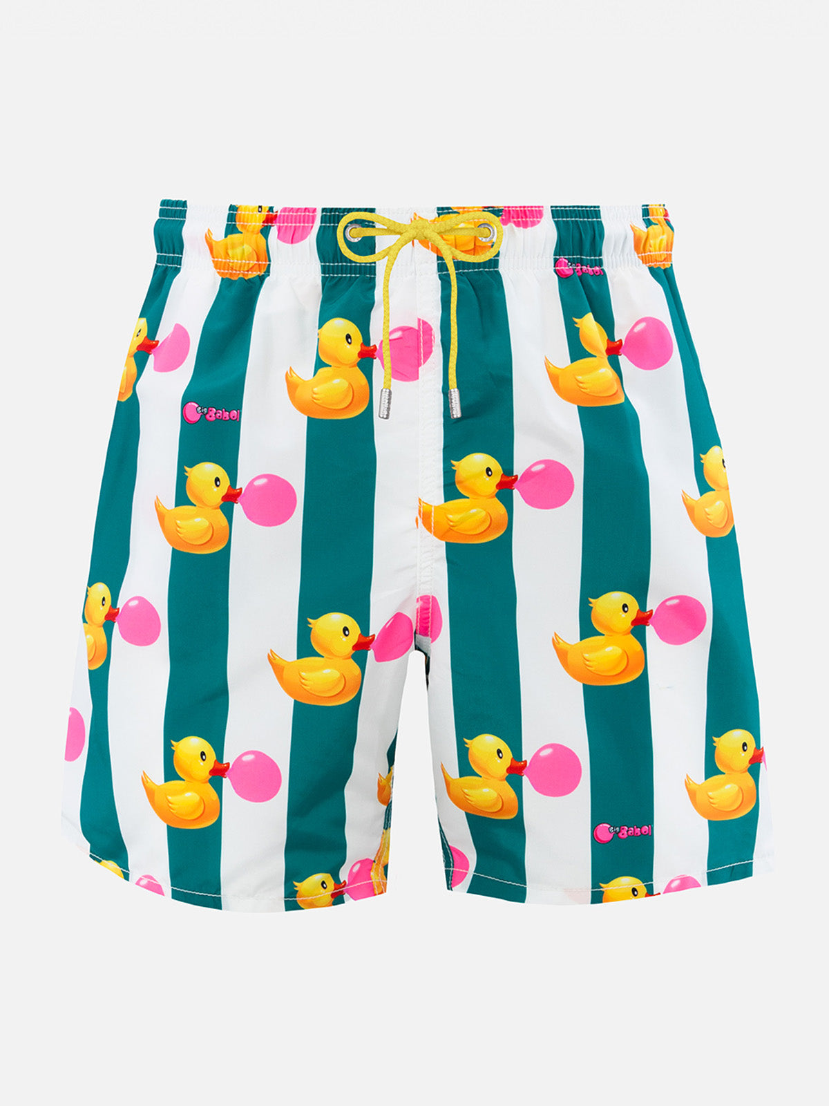 Man mid-length Gustavia swim-shorts with ducky Big Babol print | BIG BABOL SPECIAL EDITION