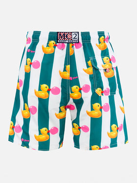 Man mid-length Gustavia swim-shorts with ducky Big Babol print | BIG BABOL SPECIAL EDITION