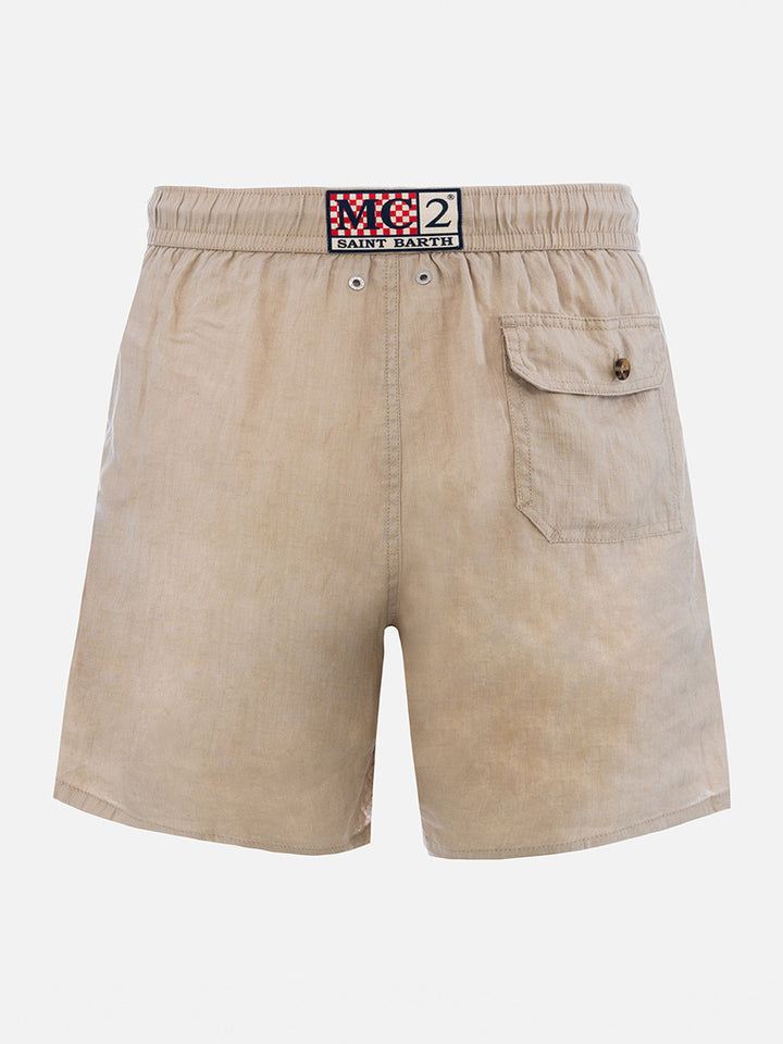 Man beige linen swim shorts - MC2 Saint Barth