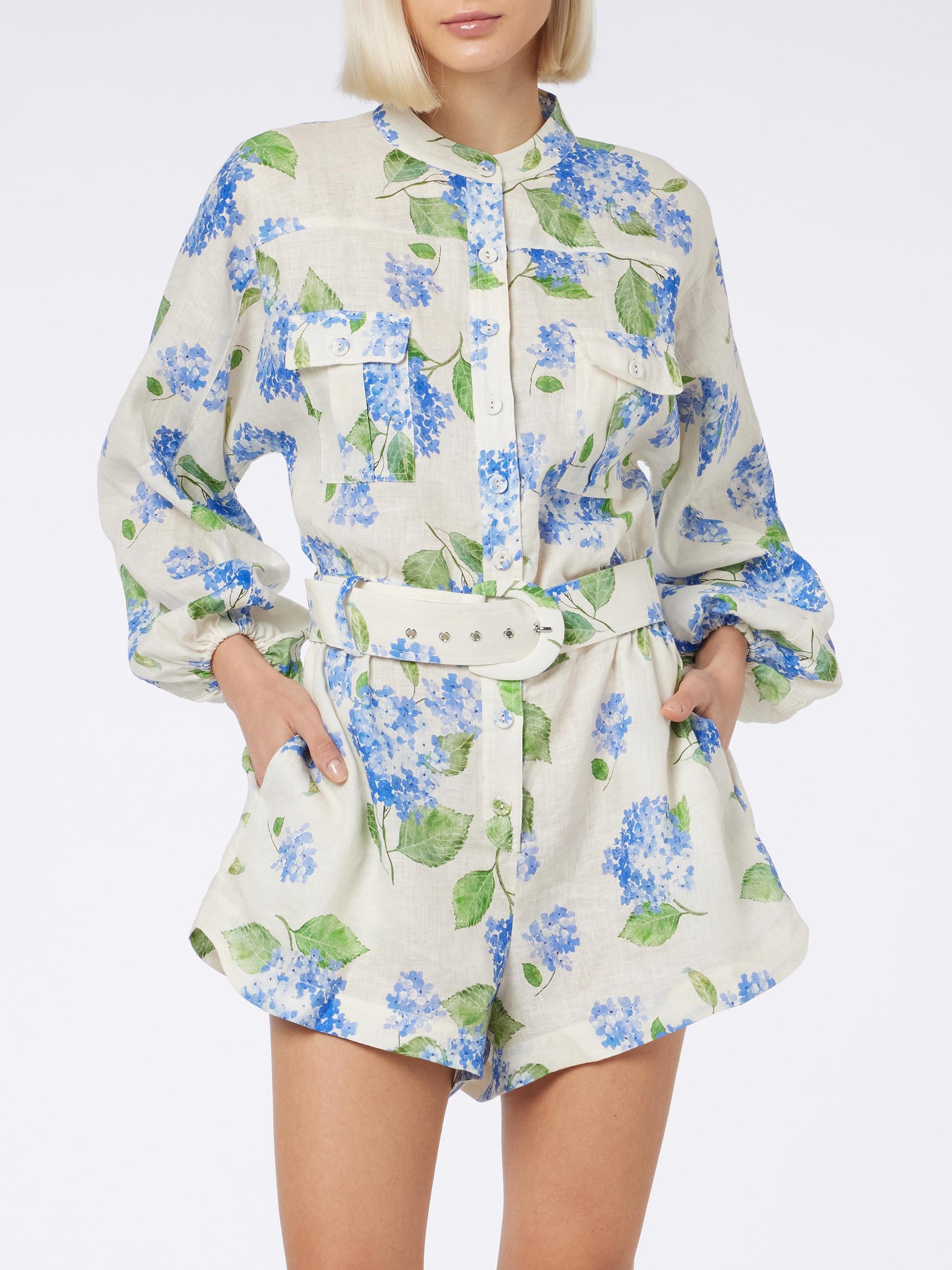 Woman floral linen playsuit Hanniel - MC2 Saint Barth