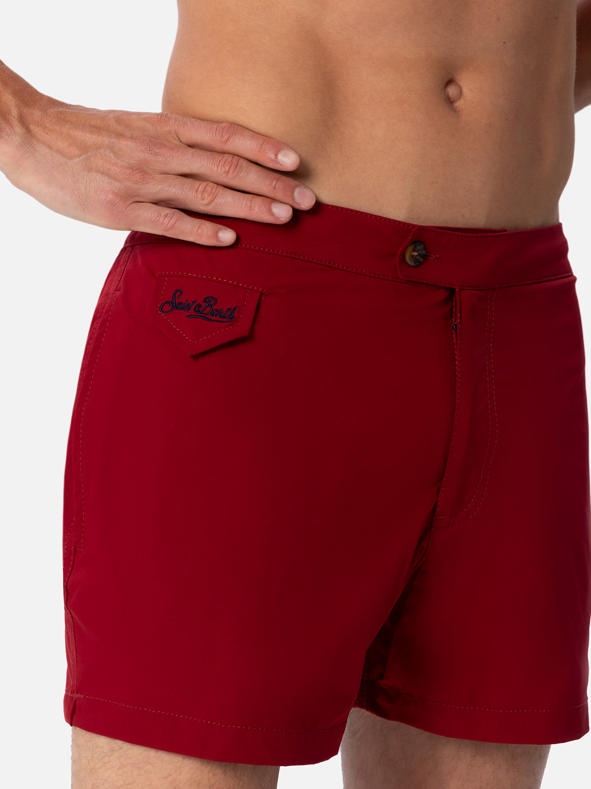 Man burgundy fitted cut swim shorts Harrys - MC2 Saint Barth