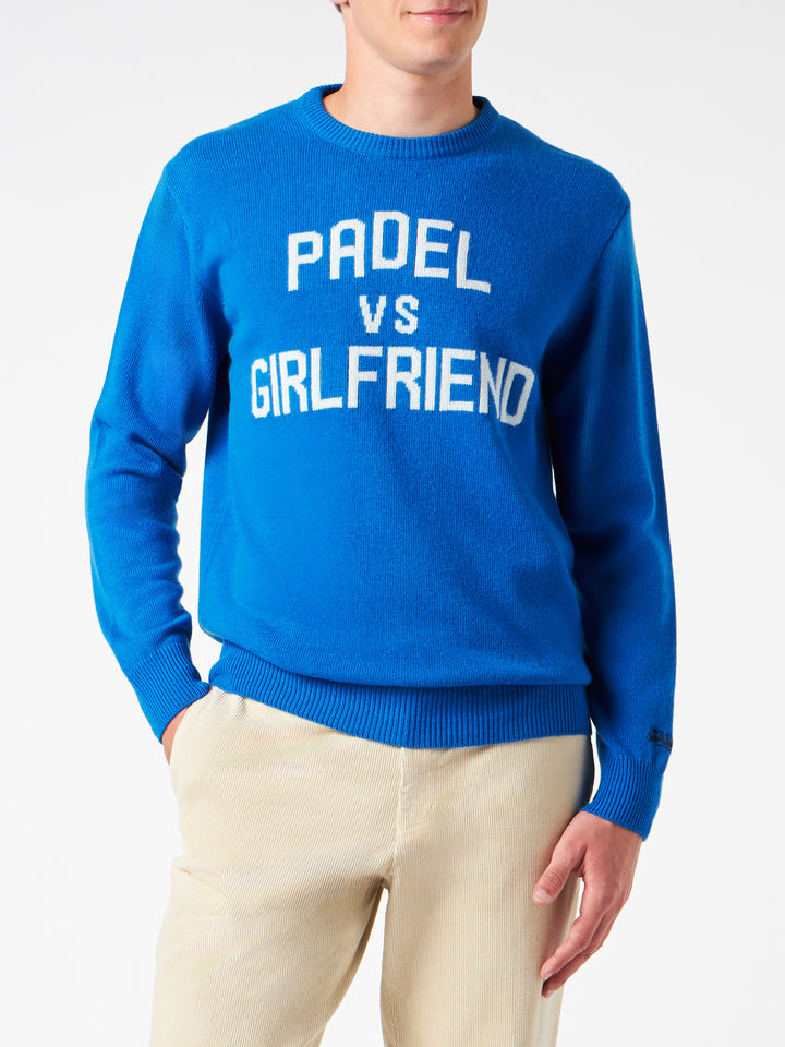 Man crewneck sweater with Padel vs Girlfriend jacquard - MC2 Saint Barth