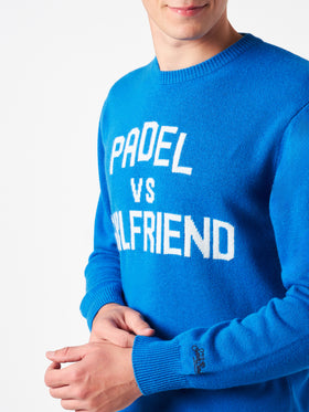 Man crewneck sweater with Padel vs Girlfriend jacquard - MC2 Saint Barth