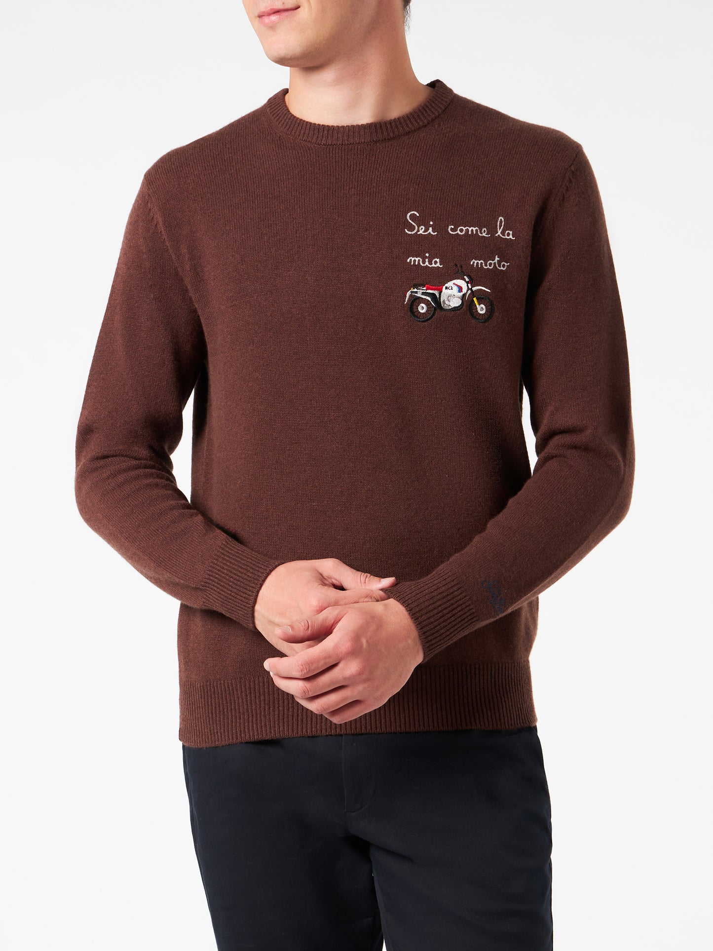 Man crewneck sweater with Sei Come la mia Moto embroidery - MC2 Saint Barth