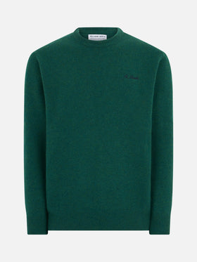 Man crewneck green sweater with St. Barth embroidery - MC2 Saint Barth