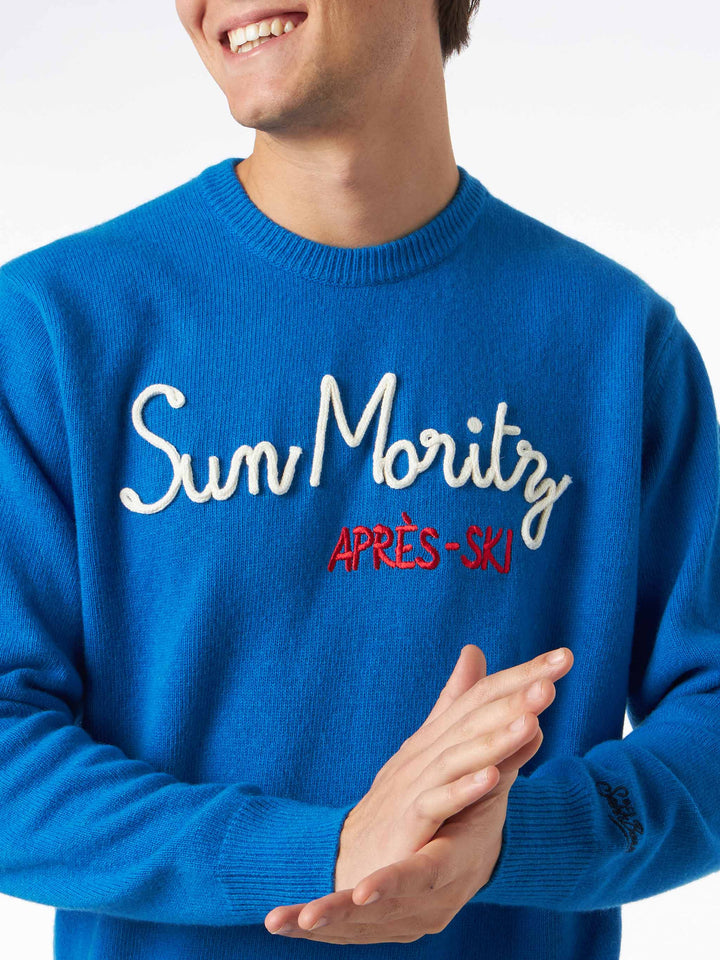 Man crewneck sweater with Sun Moritz Après Ski embroidery - MC2 Saint Barth
