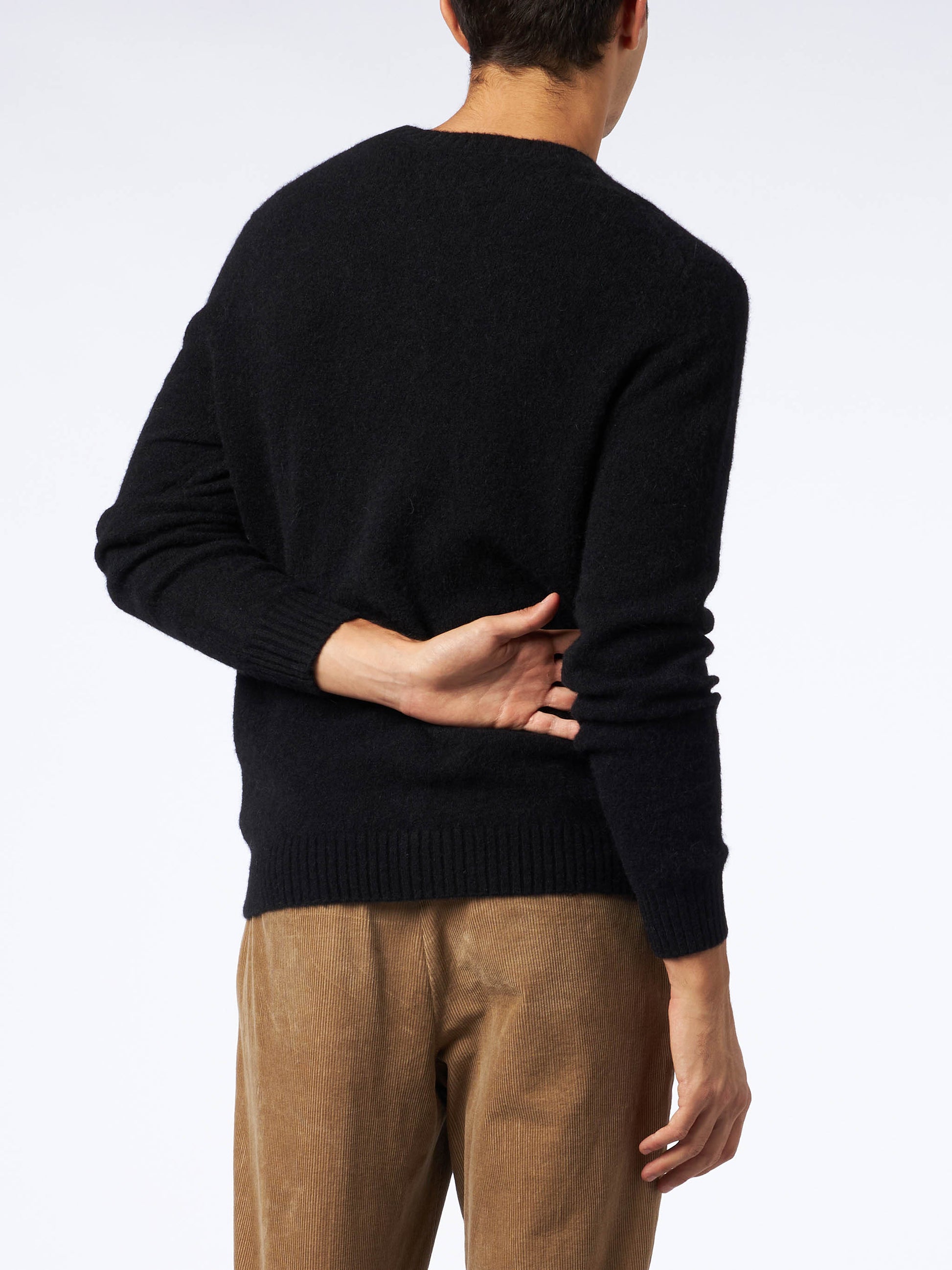 Man black stretch wool sweater with St. Barth embroidery - MC2 Saint Barth