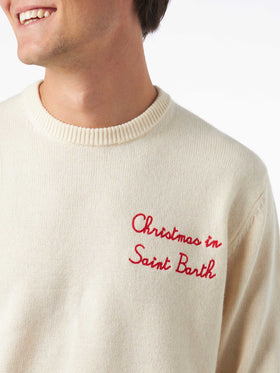 Man crewneck sweater with Christmas in Saint Barth embroidery - MC2 Saint Barth