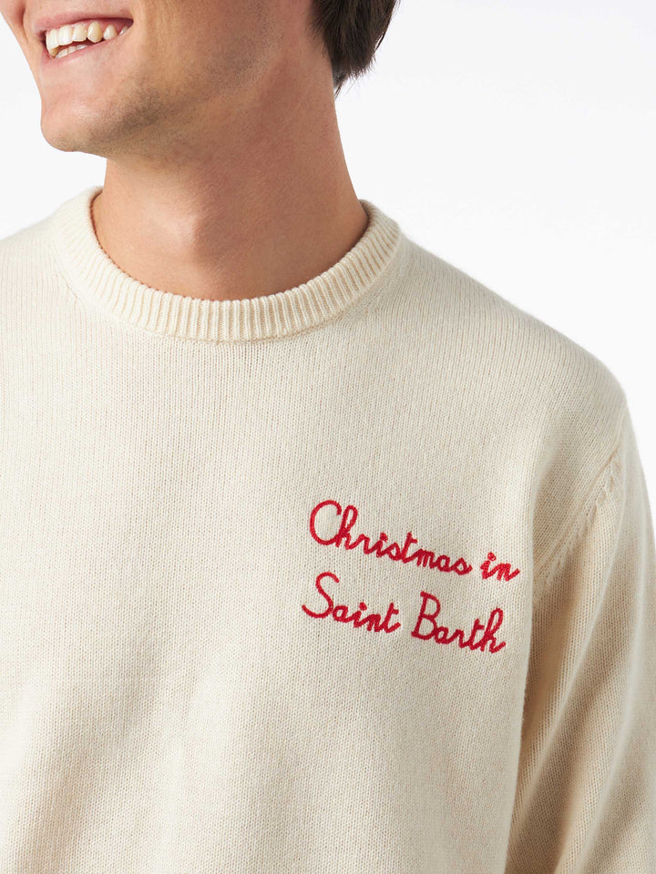 Man crewneck sweater with Christmas in Saint Barth embroidery - MC2 Saint Barth
