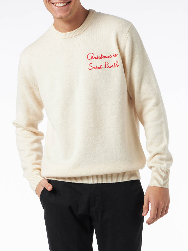 Man crewneck sweater with Christmas in Saint Barth embroidery - MC2 Saint Barth