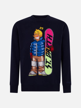 Man crewneck sweater with Crypto Ducky jacquard | CRYPTO PUPPETS SPECIAL EDITION - MC2 Saint Barth