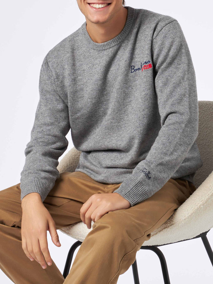Man crewneck sweater with Bombardino Ski Club embroidery - MC2 Saint Barth