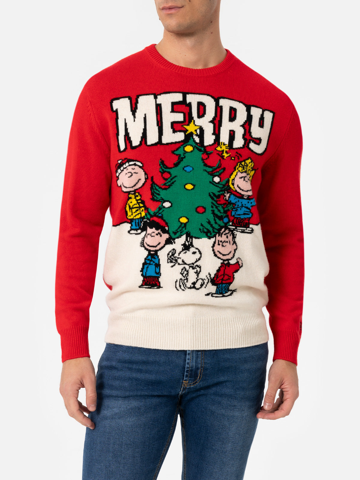 Man red sweater Heron with Peanuts jacquard | SNOOPY PEANUTS SPECIAL EDITION - MC2 Saint Barth