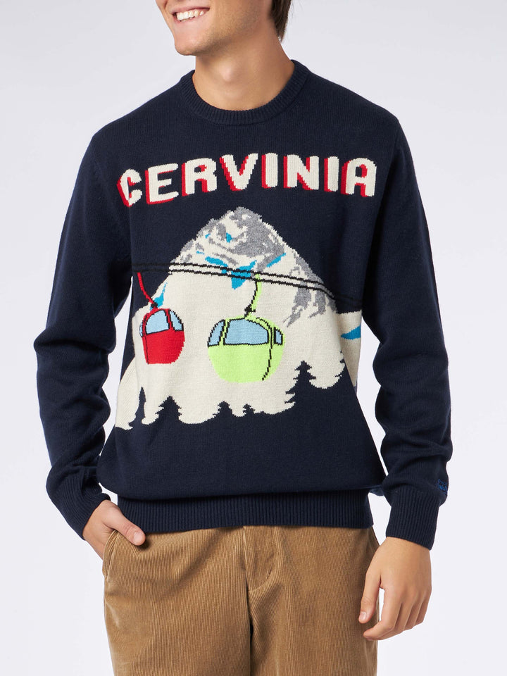 Man crewneck sweater with Cervinia postcard jacquard - MC2 Saint Barth