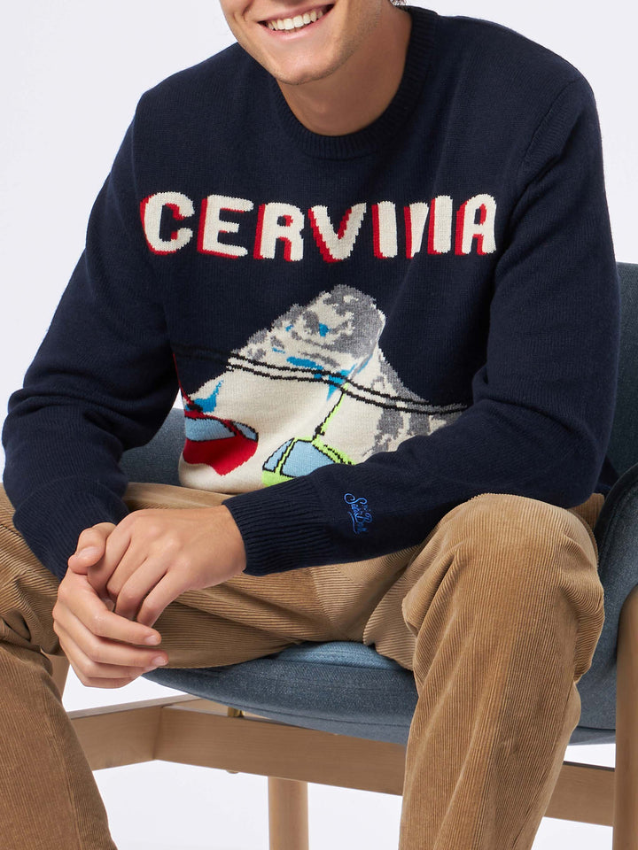 Man crewneck sweater with Cervinia postcard jacquard - MC2 Saint Barth