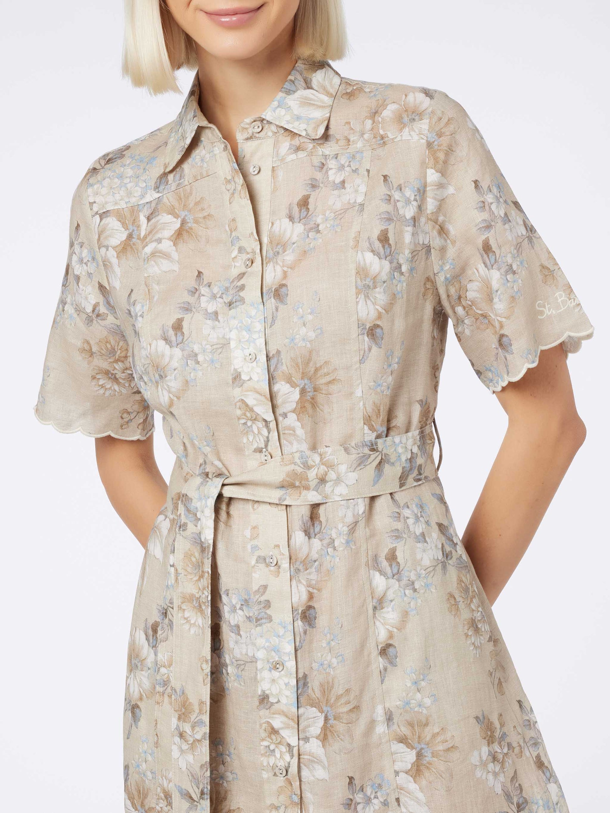 Woman flower linen dress Hermione - MC2 Saint Barth