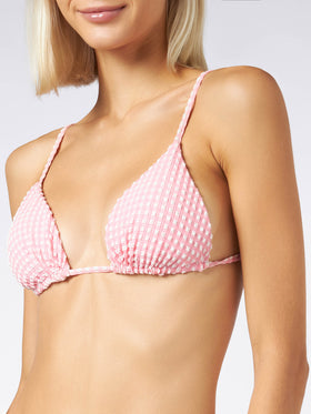Woman seersucker gingham triangle top - MC2 Saint Barth
