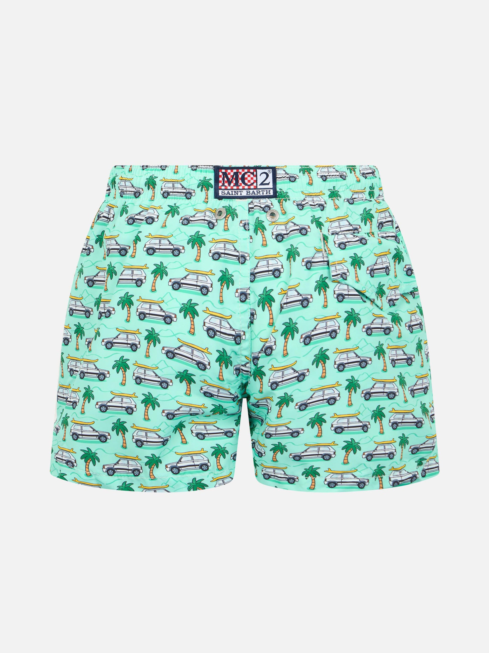 Boy lightweight fabric swim-shorts Jean Lighting with Panda print | PANDA SPECIAL EDITION - MC2 Saint Barth
