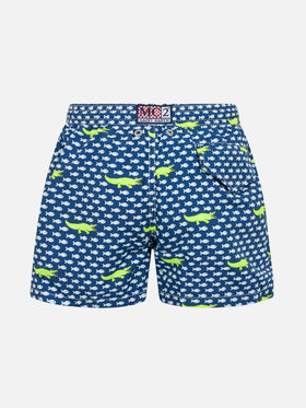 Boy lightweight fabric swim-shorts Jean Lighting with crocodile print - MC2 Saint Barth
