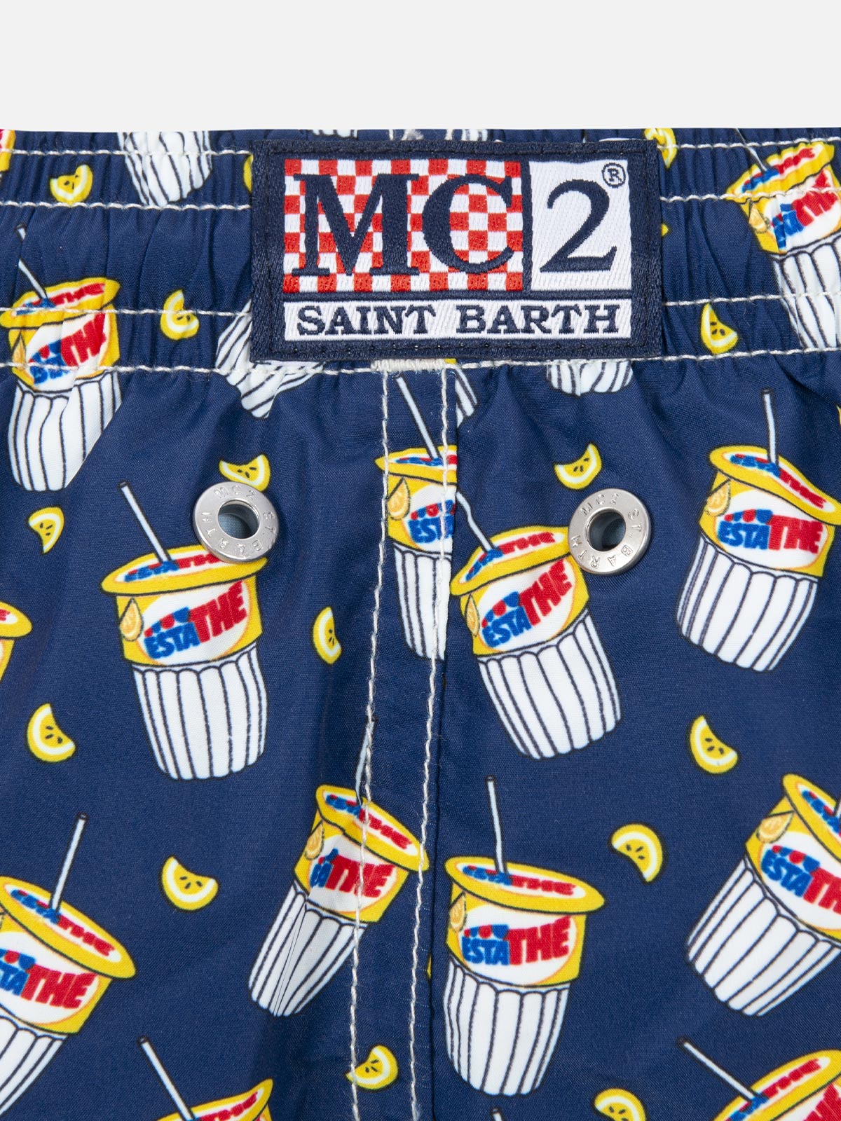 Boy lightweight fabric swimshorts with Estathè print | ESTATHE' SPECIAL EDITION - MC2 Saint Barth