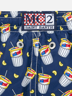 Boy lightweight fabric swimshorts with Estathè print | ESTATHE' SPECIAL EDITION - MC2 Saint Barth