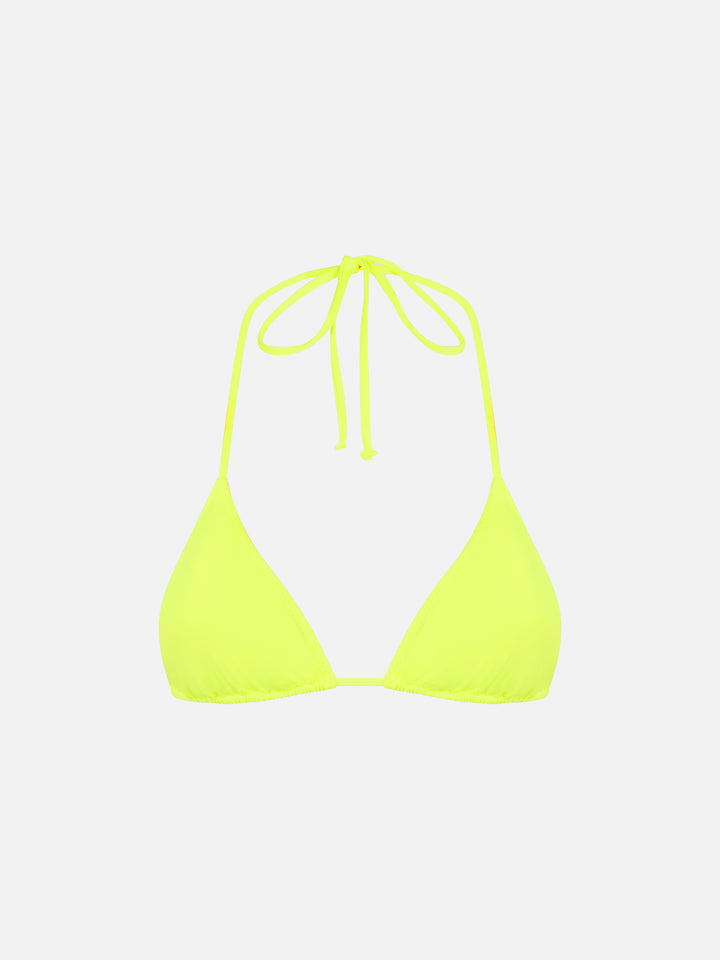 Costume da bagno da donna a triangolo giallo fluo