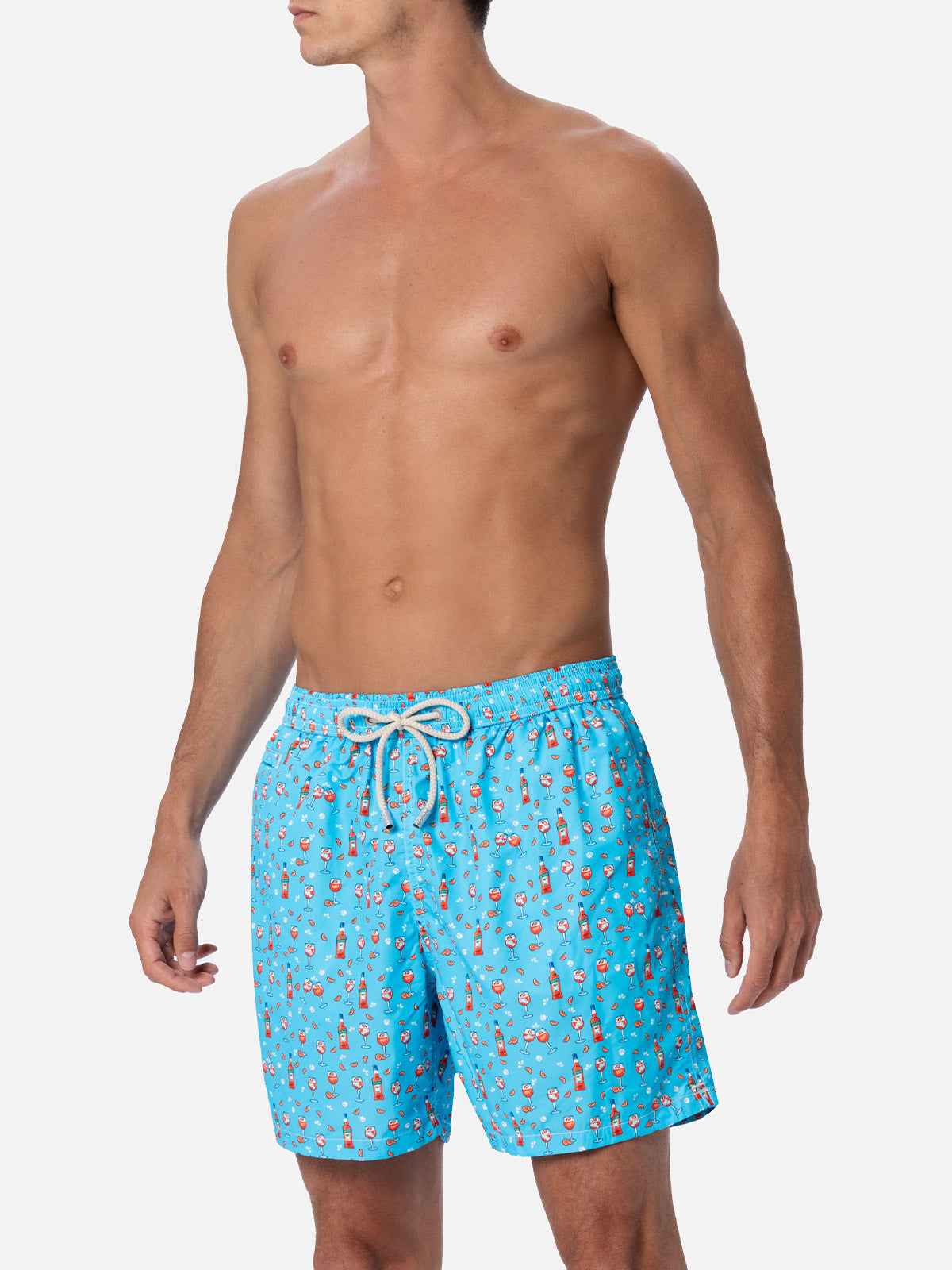 Man lightweight fabric swim-shorts Lighting Micro Fantasy with Aperol Spritz print | APEROL SPECIAL EDITION - MC2 Saint Barth