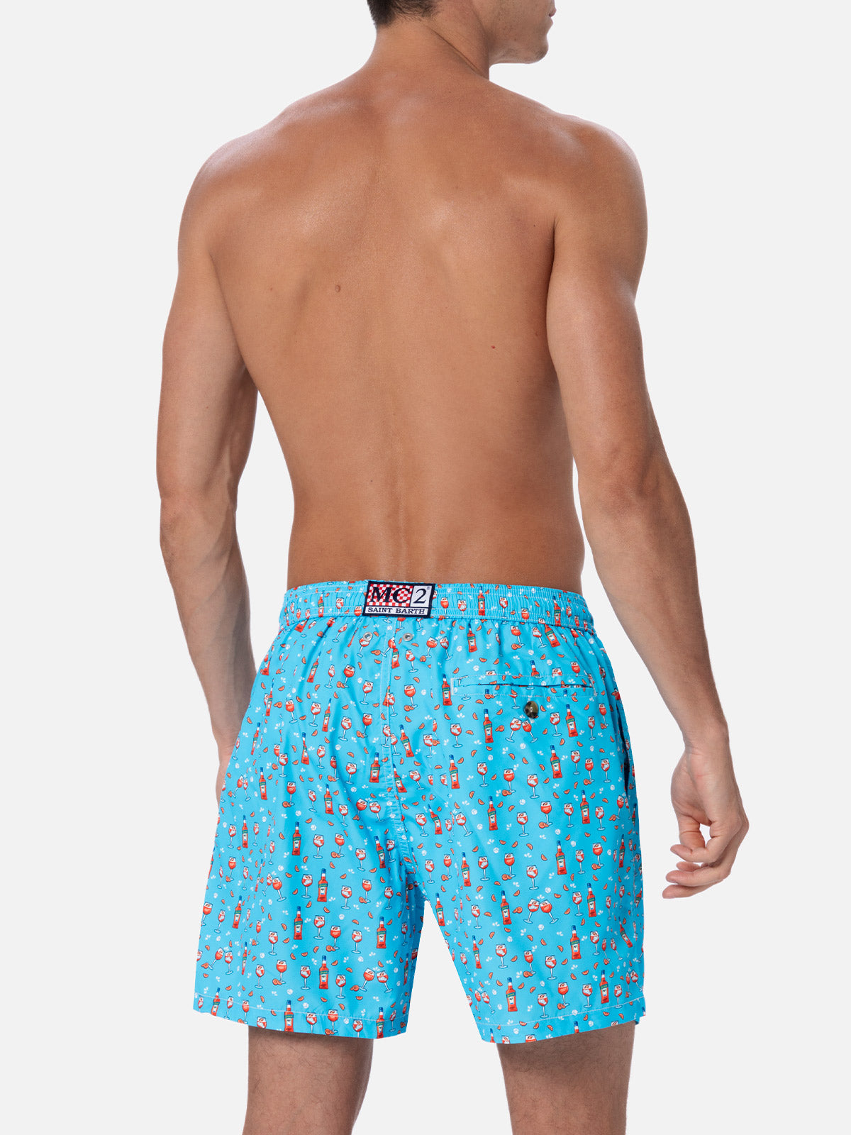 Man lightweight fabric swim-shorts Lighting Micro Fantasy with Aperol Spritz print | APEROL SPECIAL EDITION - MC2 Saint Barth