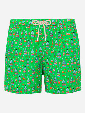 Man light fabric swim shorts with Gin print | PORTOFINO DRY GIN SPECIAL EDITION - MC2 Saint Barth