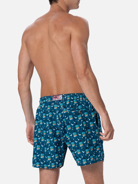 Man lightweight fabric swim-shorts Lighting Micro Fantasy with Gin Tonic Portofino Gin print | PORTOFINO DRY GIN SPECIAL EDITION - MC2 Saint Barth