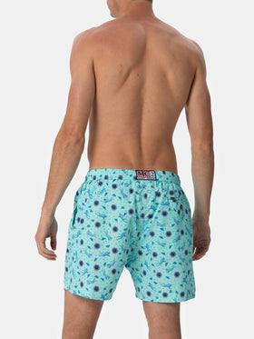 Man lightweight fabric swim-shorts Lighting Micro Fantasy with watches print - MC2 Saint Barth