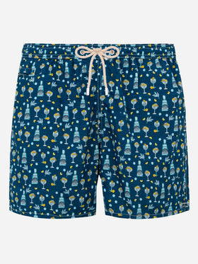 Man light fabric swim shorts with gin Mare all over print | GIN MARE SPECIAL EDITION - MC2 Saint Barth