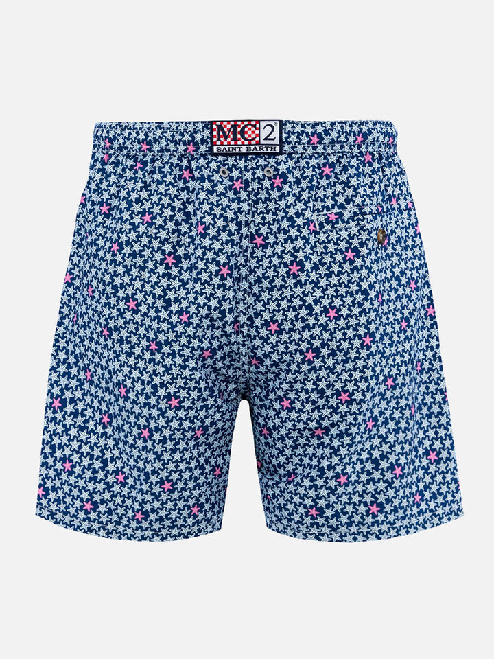 Man lightweight fabric swim-shorts Lighting 70 with starfishes print - MC2 Saint Barth