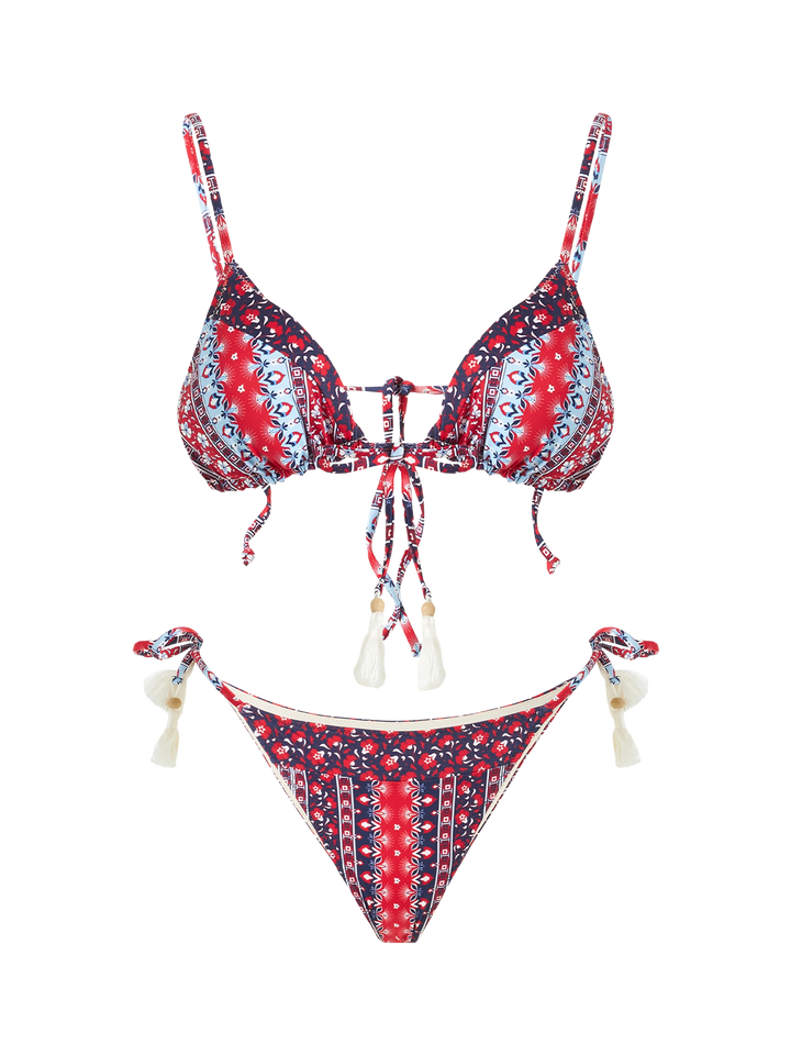Bikini a triangolo con stampa gipsy