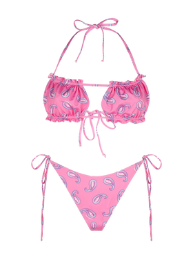 Bikini da donna a fascia con stampa paisley