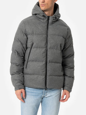 Man mélange grey flannel hooded puffer jacket Maier - MC2 Saint Barth