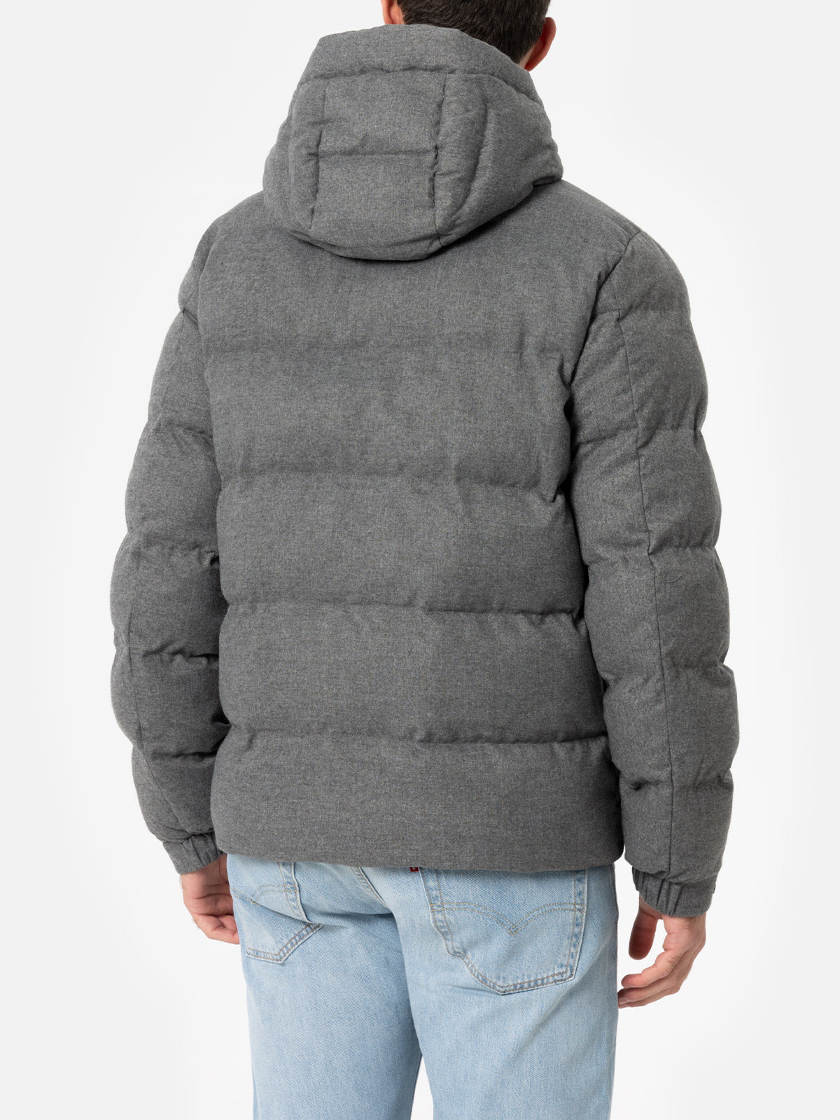 Man mélange grey flannel hooded puffer jacket Maier - MC2 Saint Barth