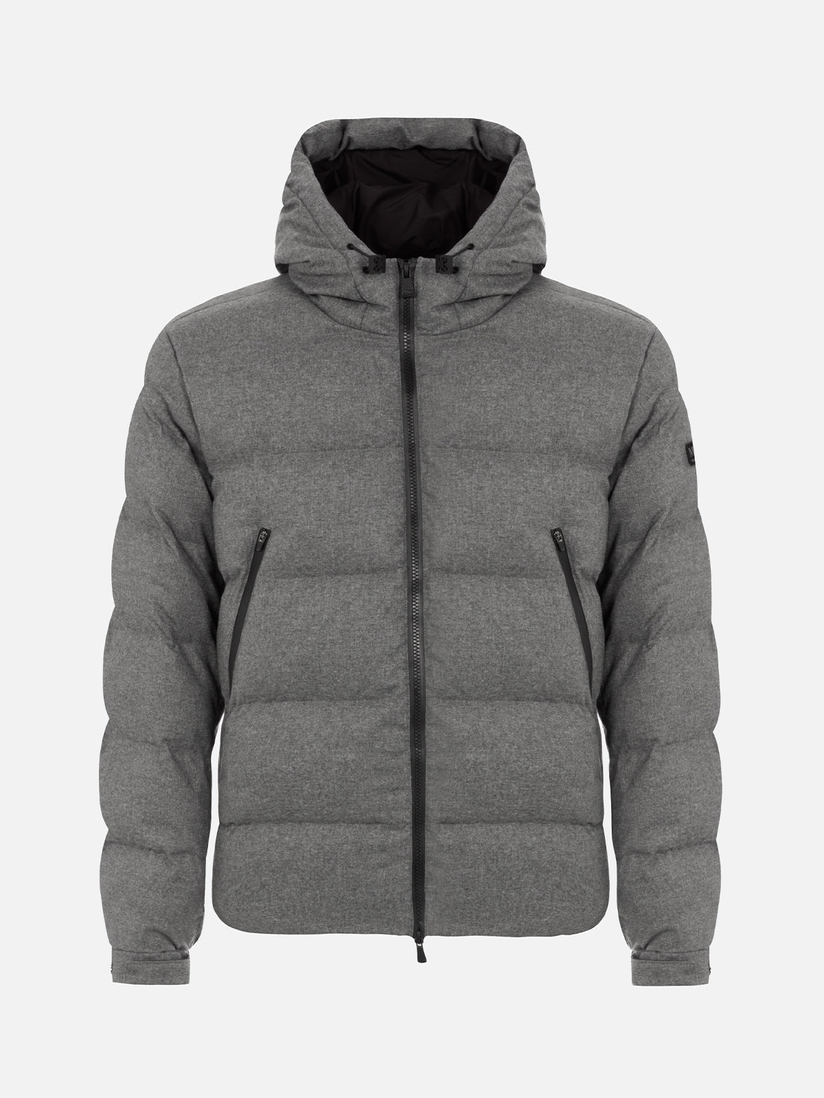 Man mélange grey flannel hooded puffer jacket Maier - MC2 Saint Barth