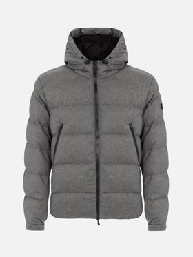 Man mélange grey flannel hooded puffer jacket Maier - MC2 Saint Barth