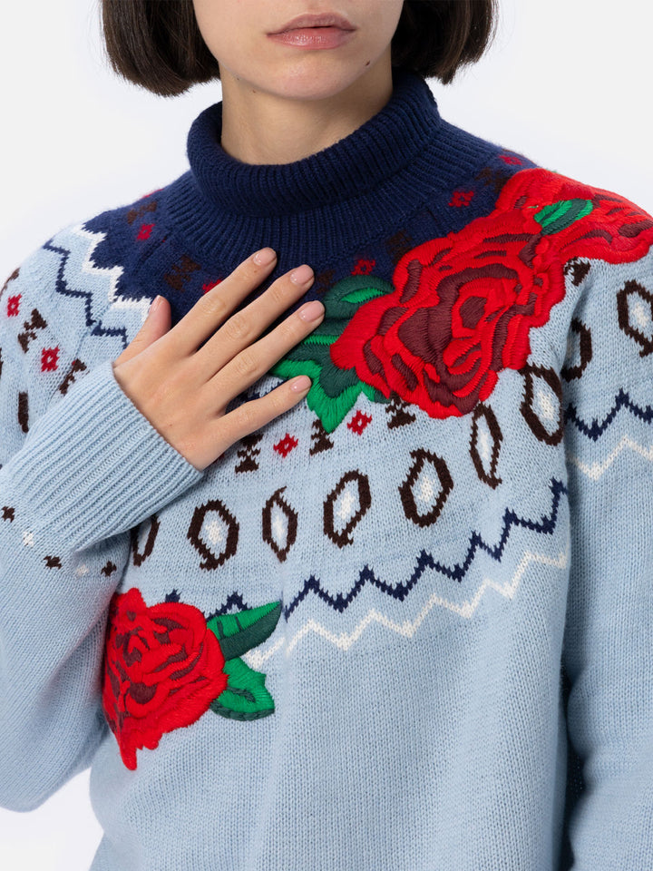 Woman cashmere blend sweater Meghan with nordic jacquard - MC2 Saint Barth