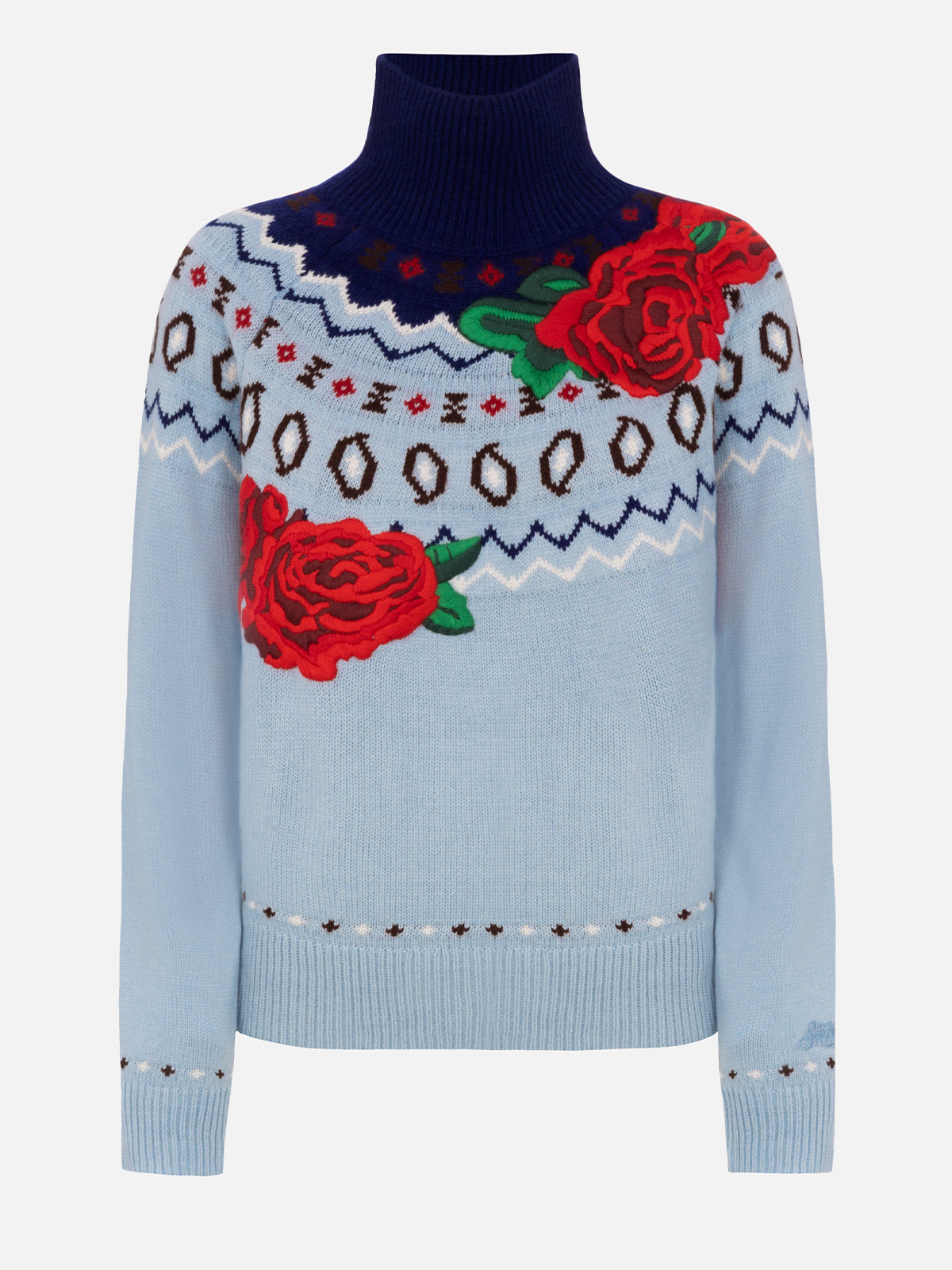 Woman cashmere blend sweater Meghan with nordic jacquard - MC2 Saint Barth