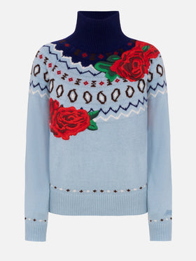Woman cashmere blend sweater Meghan with nordic jacquard - MC2 Saint Barth