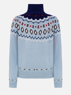 Woman cashmere blend sweater Meghan with nordic jacquard - MC2 Saint Barth