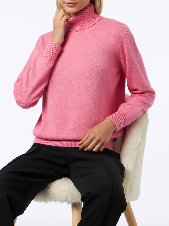 Woman pink cashmere blend turtleneck sweater Moody - MC2 Saint Barth