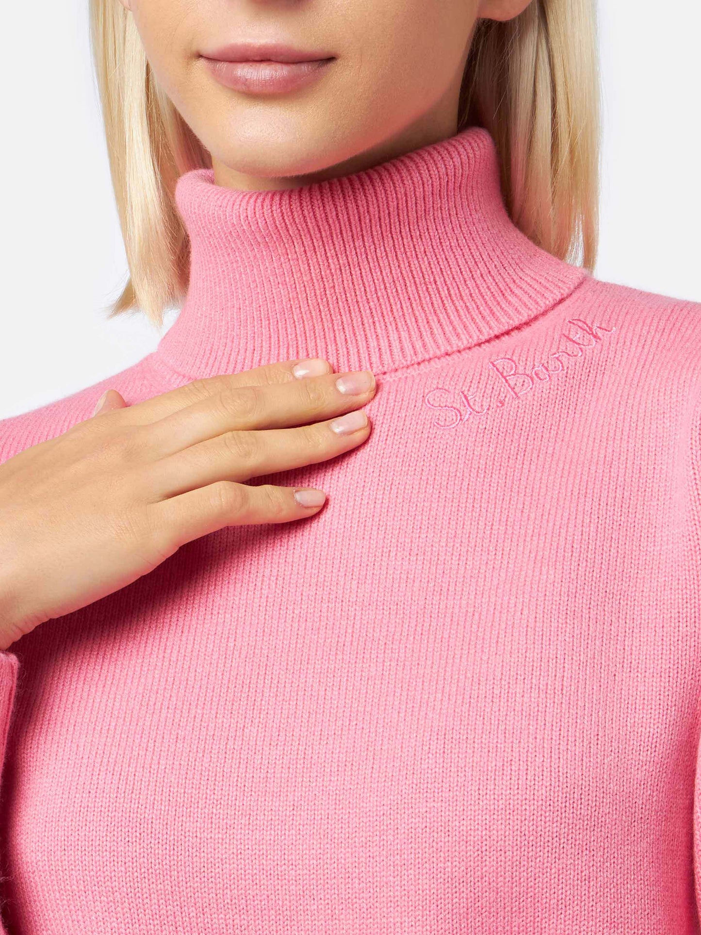 Pink turtleneck Moody in BLENDED CASHMERE