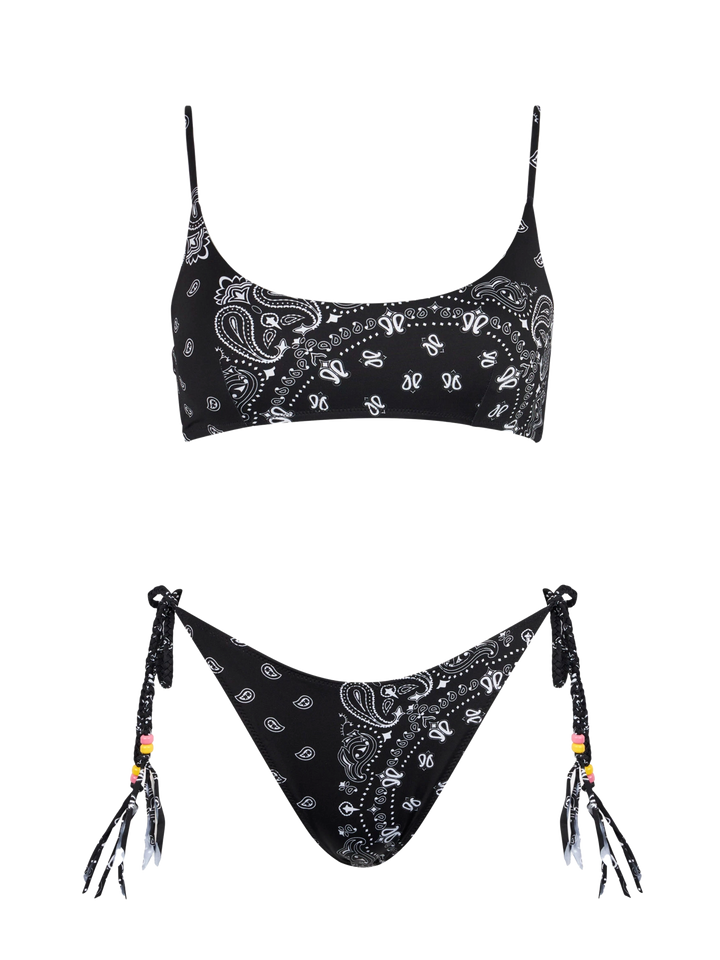 Woman bralette bikini with black bandanna print - MC2 Saint Barth