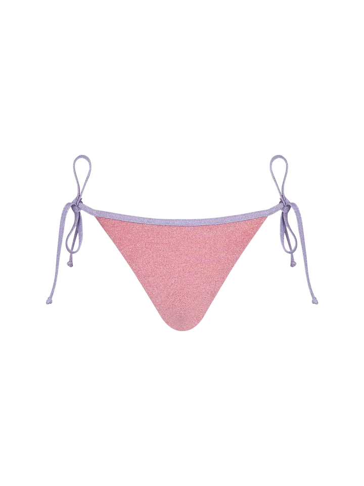 Woman pink lurex triangle bikini Leah Marielle with piping - MC2 Saint Barth